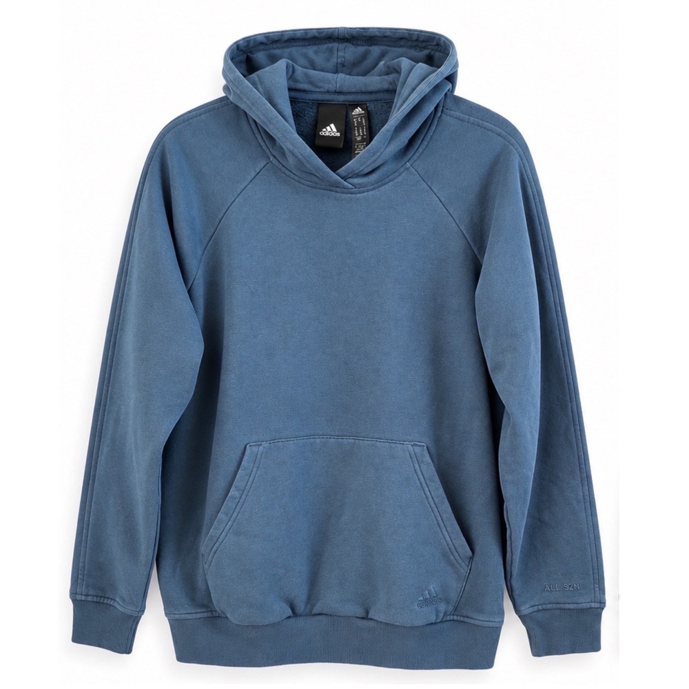 Adidas All SZN Blue Fleece Pullover Hoodie Mens Medium HE4372